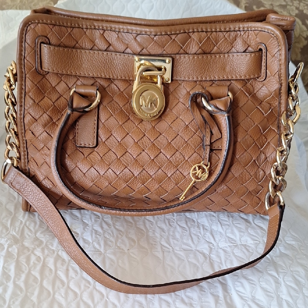 Michael Kors Leather Large Woven Tote Bag
